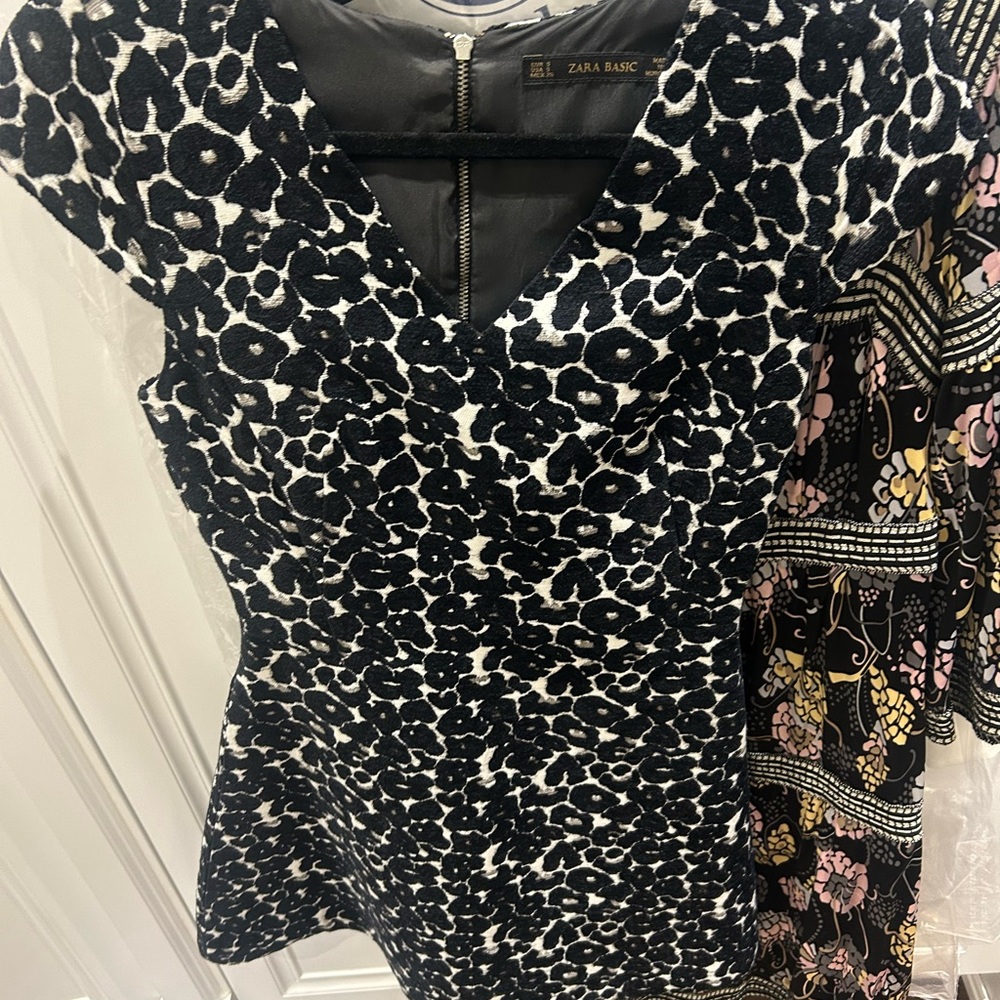 Zara Basic Monochrome Animal Print Dress